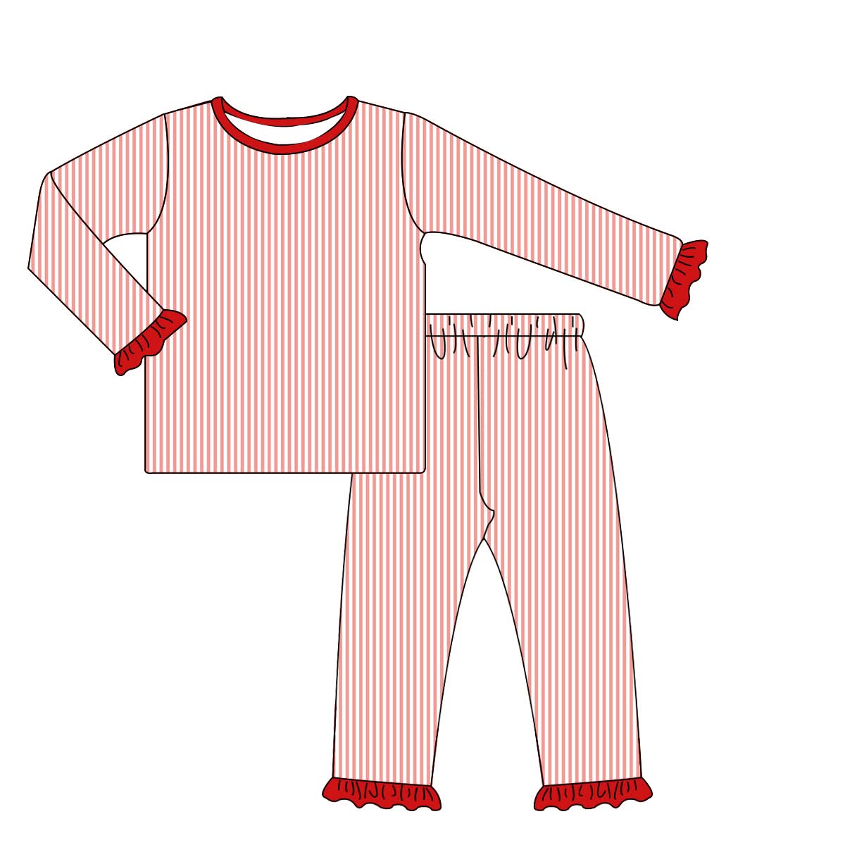 PO27-Candy Cane Lane Stripe Girl Lounge Set