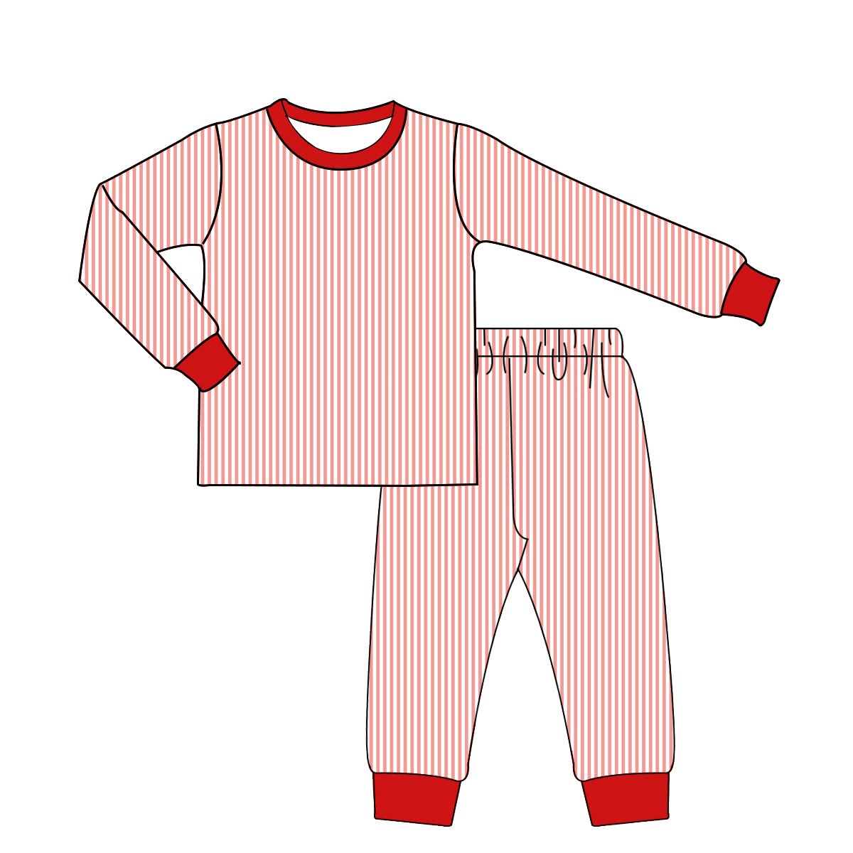 PO27-Candy Cane Lane Stripe Boy Lounge Set