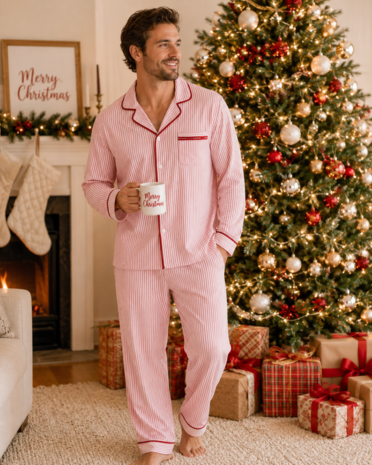 PO27-Candy Cane Lane Stripe Men's Pajamas