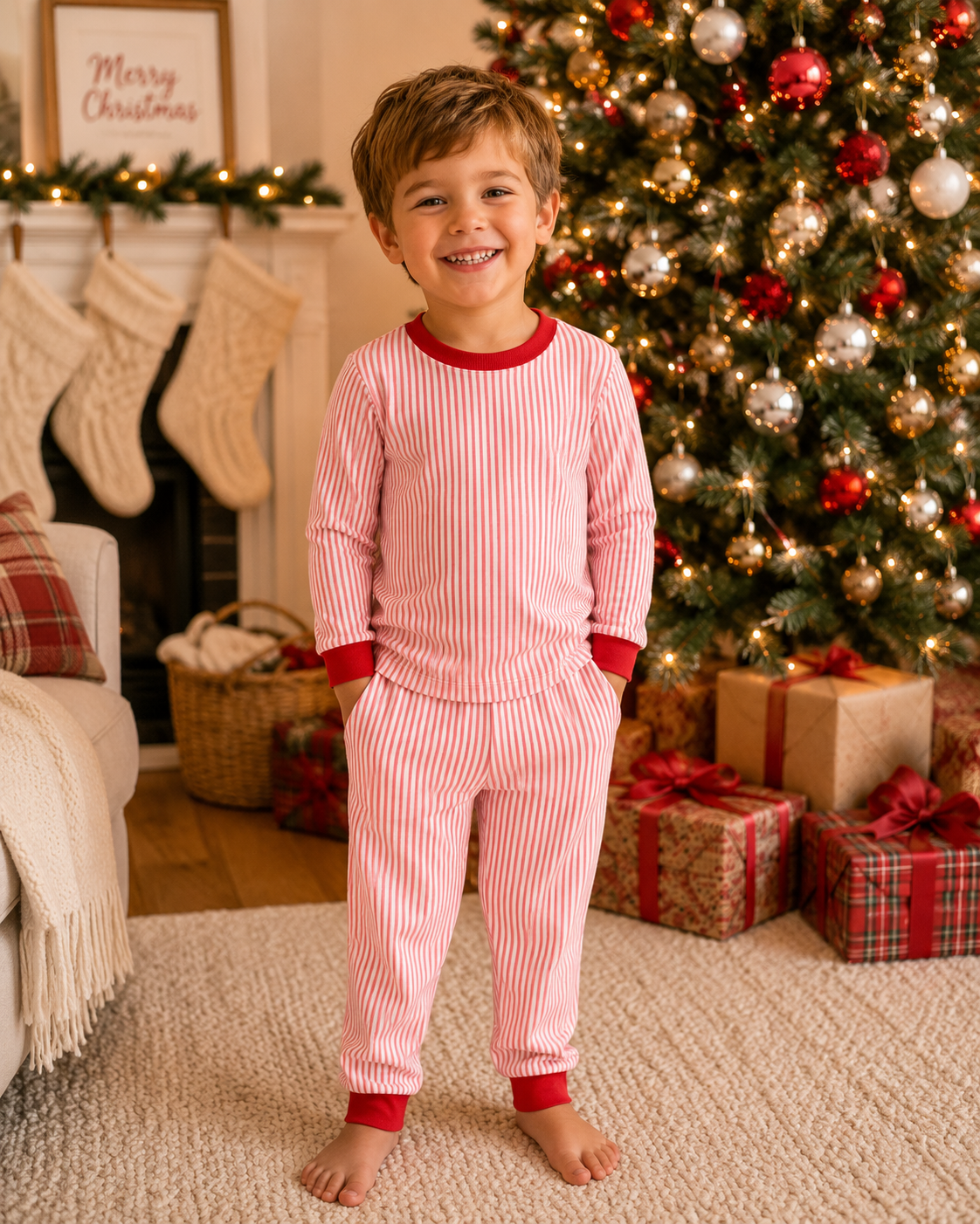 PO27-Candy Cane Lane Stripe Boy Lounge Set