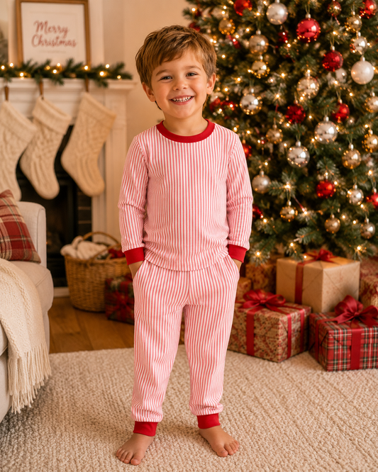 PO27-Candy Cane Lane Stripe Boy Pajamas
