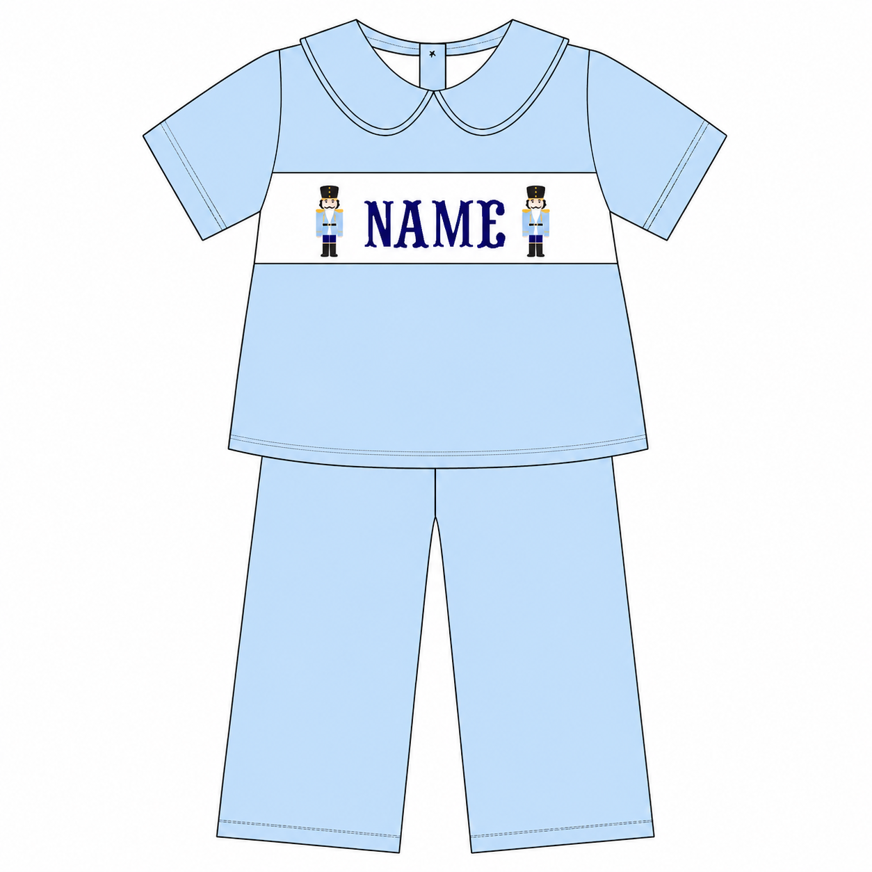 PO34-Custom Nutcracker Name Smock Boy Pant Set
