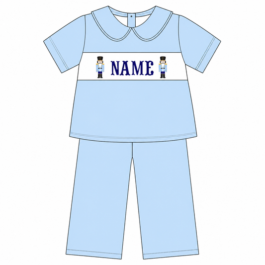 PO34-Nutcracker Custom Name Smock Boy Pant Set