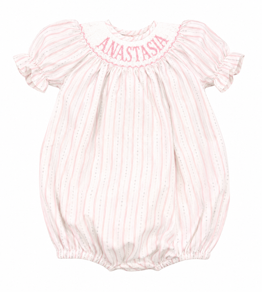 Anastasia Pink Stripe Custom Bubble 9M