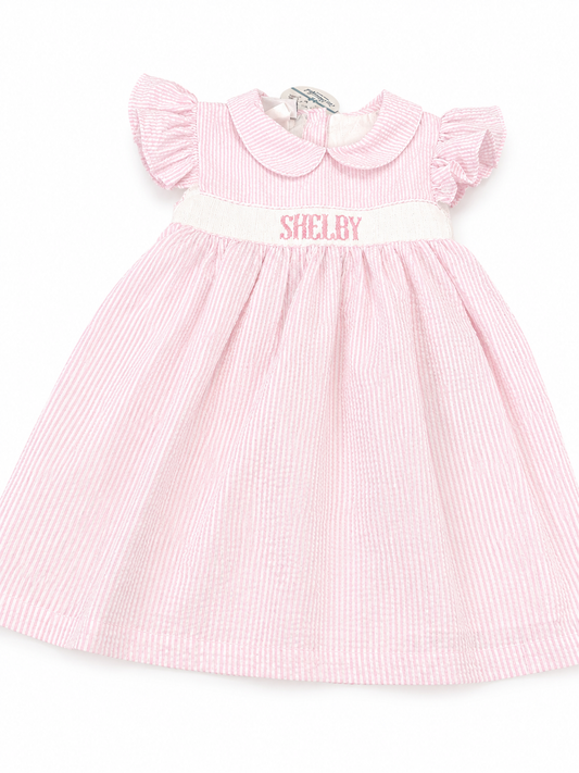 Shelby Pink Seersucker Custom Dress 5T
