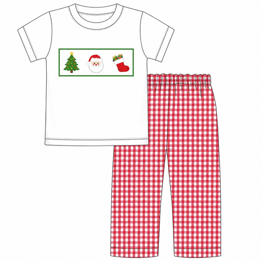 PO40-Holiday Traditions Smock Short Sleeve Pant Set