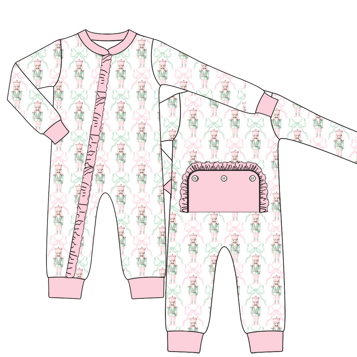 PO-49 Pastel Nutcracker Ruffle Bottom Onesie