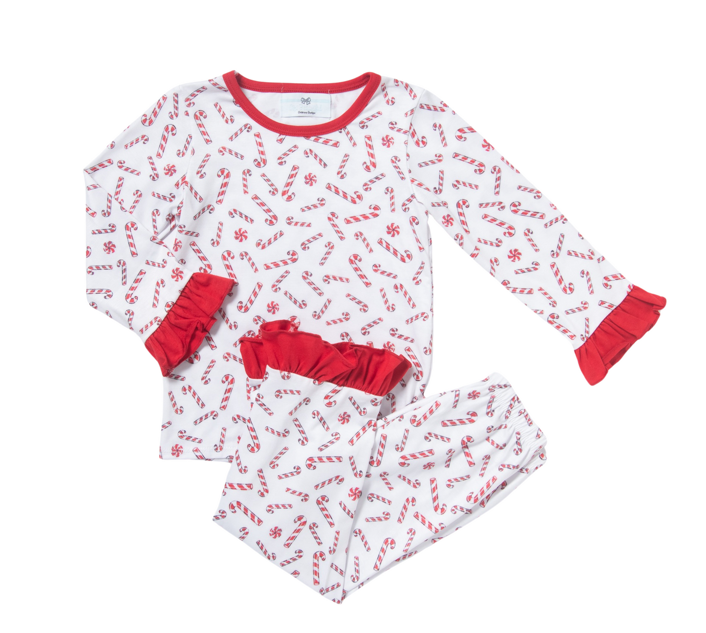 Candy Cane Knit Ruffle Pajama Pant Set