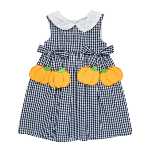 Navy Pumpkin Tie Dress