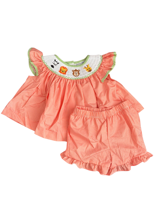 Smocked Zoo Animal Flutter Short Set