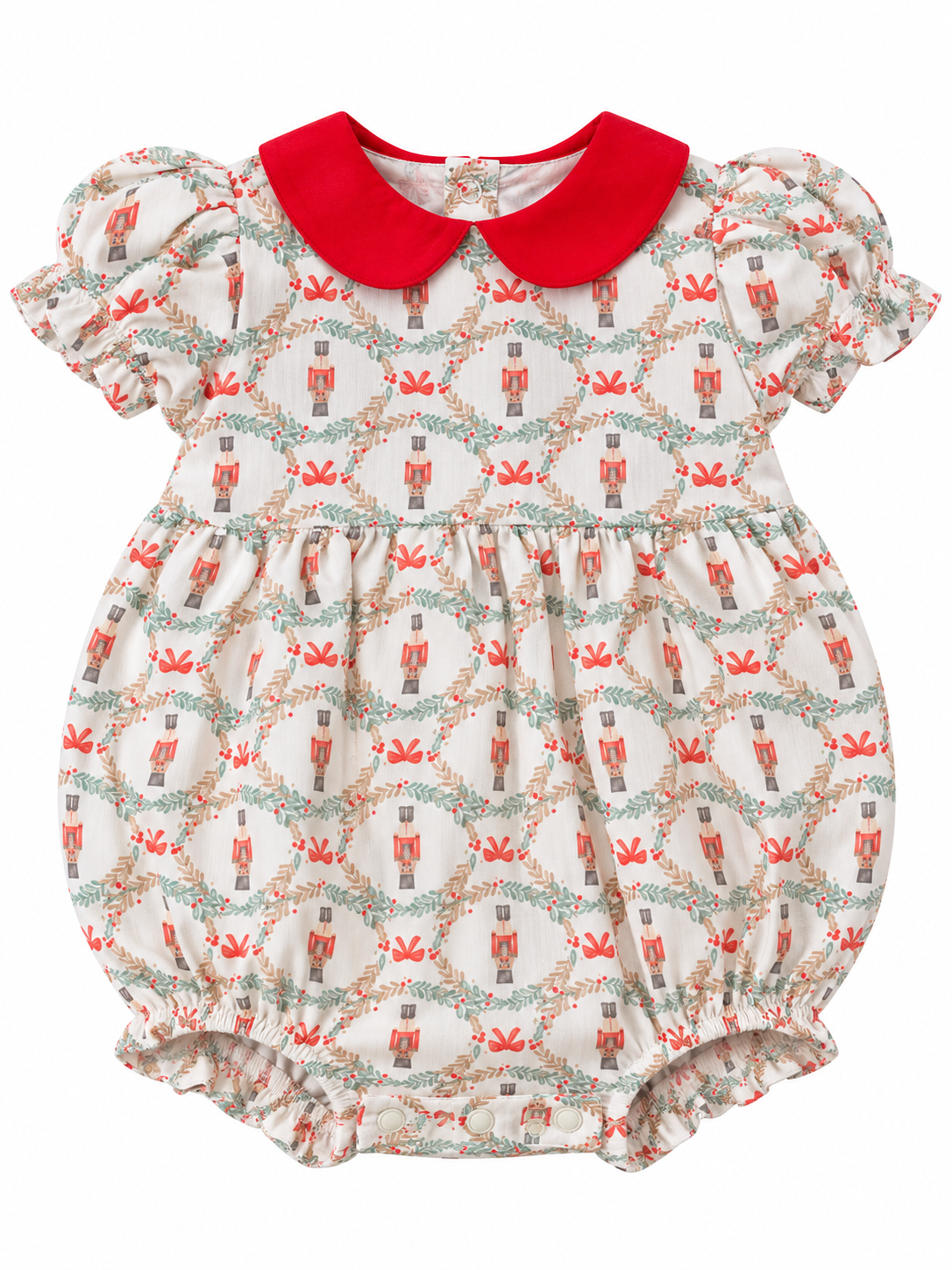 Nutcracker Print Girl Bubble (red collar)