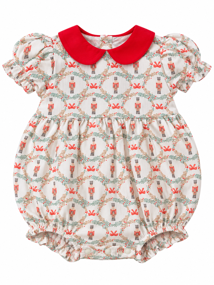 Nutcracker Print Girl Bubble (red collar)