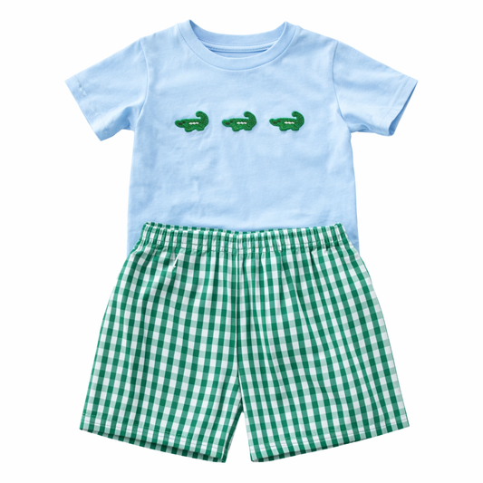 French Knot Alligator Short Set