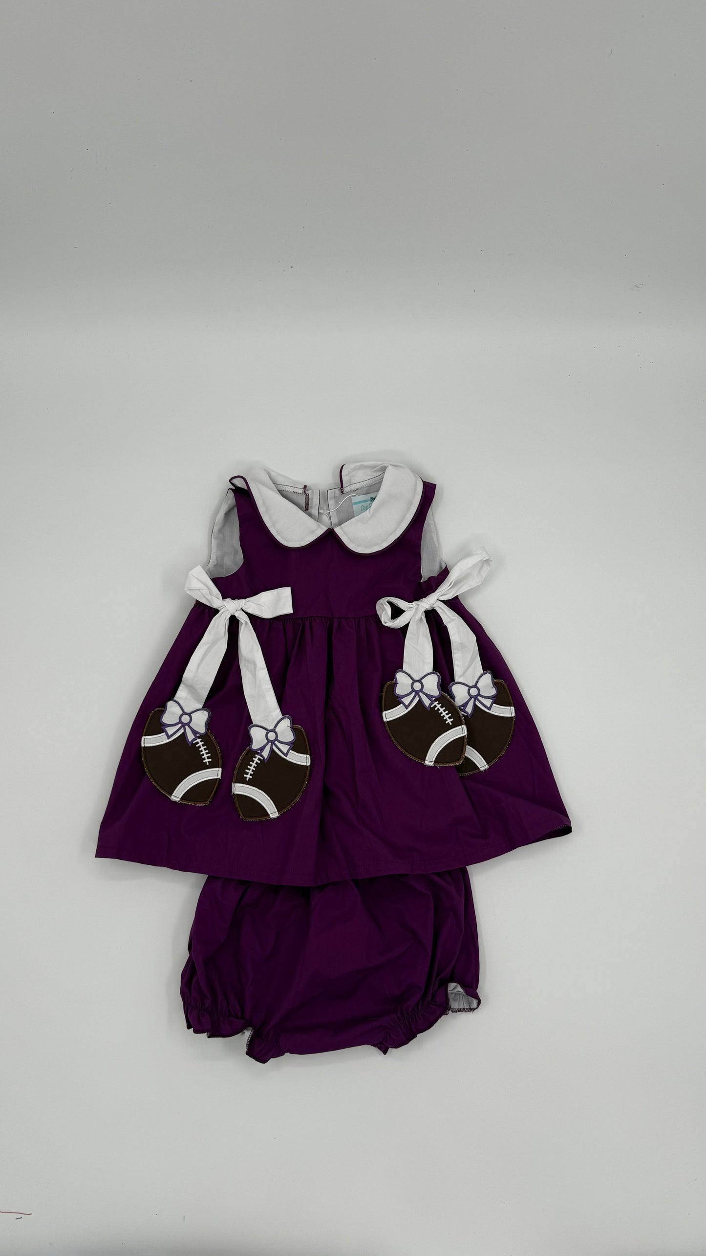 Purple   Football Side Tag Bloomer Set