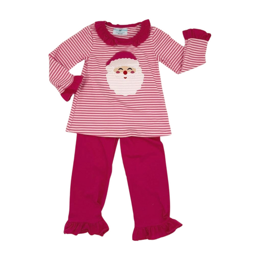 Santa Applique Girl Pant Set