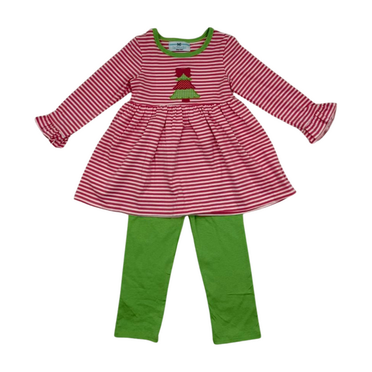Christmas Tree Applique Girl Pant Set