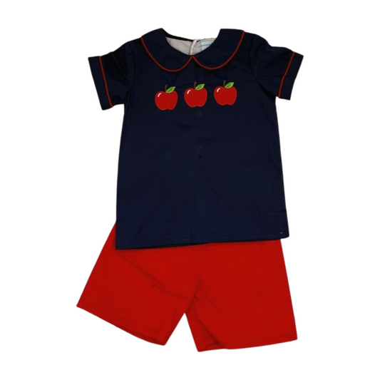 Boy Peterpan Collar Apple Short Set