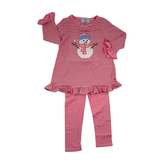Snowman Applique Girl Pant Set