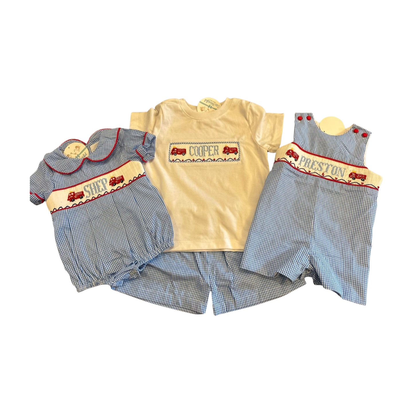 2026 Boy Firetruck Custom Name Smock