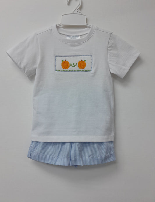 Pumpkin Vine Smocked Boy Short Set