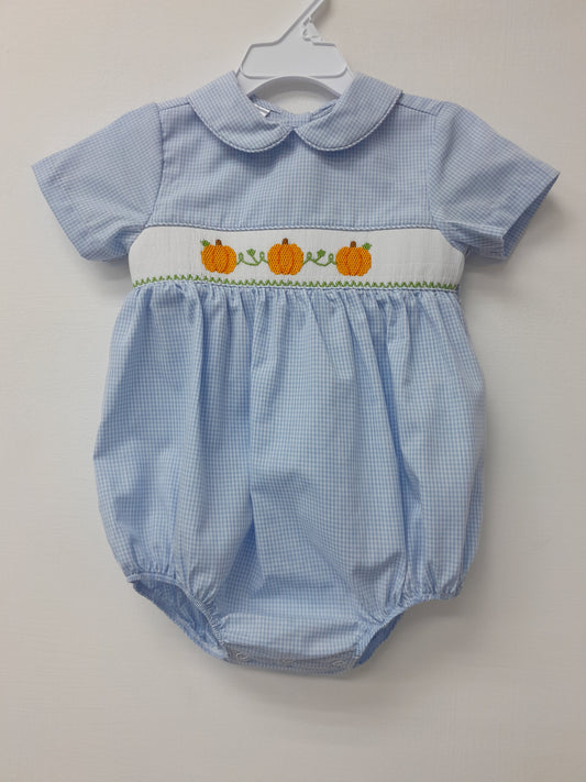 Pumpkin Vine Smocked Boy Bubble