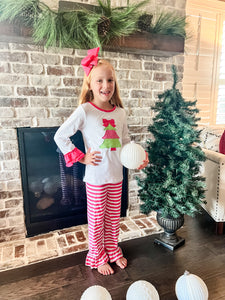 Ships Now Hot Pink Bow Tree Ruffle Pant Set