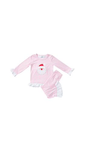 Pink Ruffle Santa Pajama Pant Set