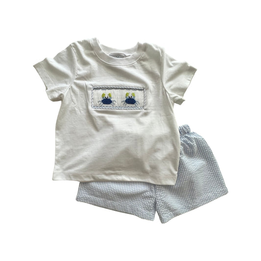 Smocked Pastel Crab Short Set