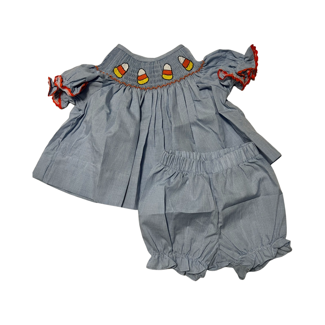 Ships Now Smocked Candy Corn Bloomer Set