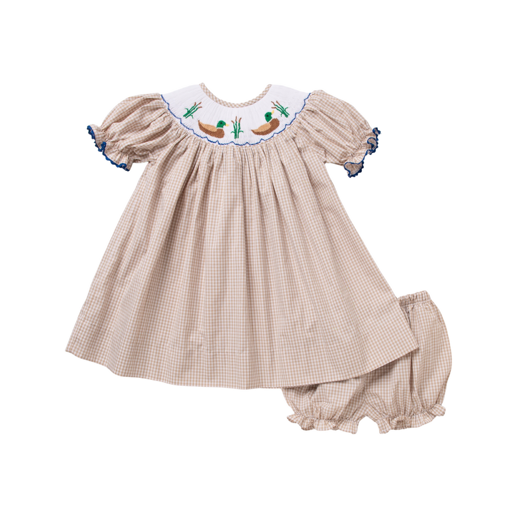 Ships Now Smocked Mallard Bloomer Set