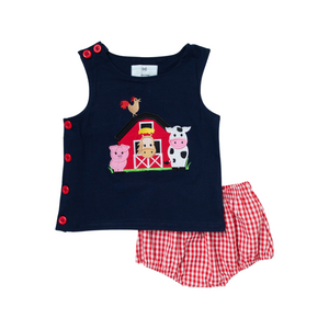 Ships Now On The Farm Navy Unisex Diaper Set