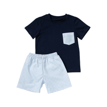 Ships Now Navy and Light Blue Windowpane Collection