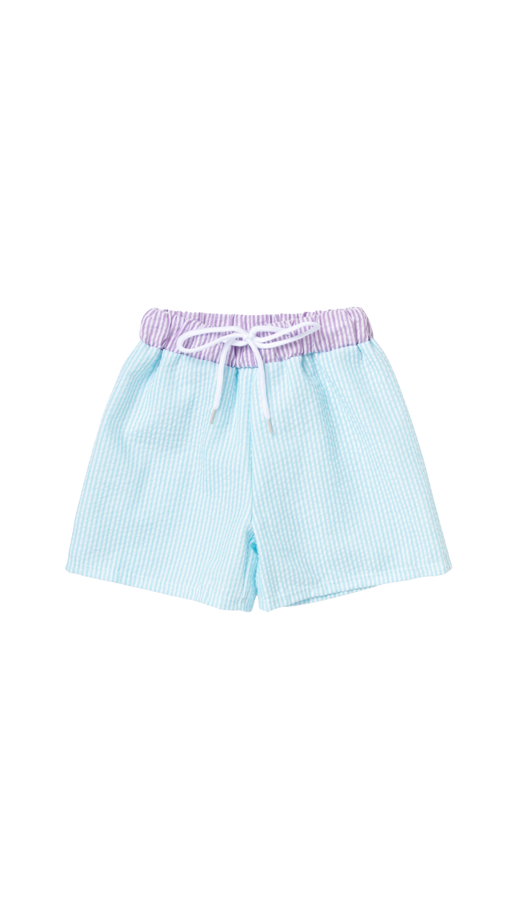 Ships Now Lavender and Mint Seersucker Swim Trunks