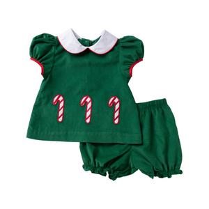 Candy Cane Corduroy Bloomer Set